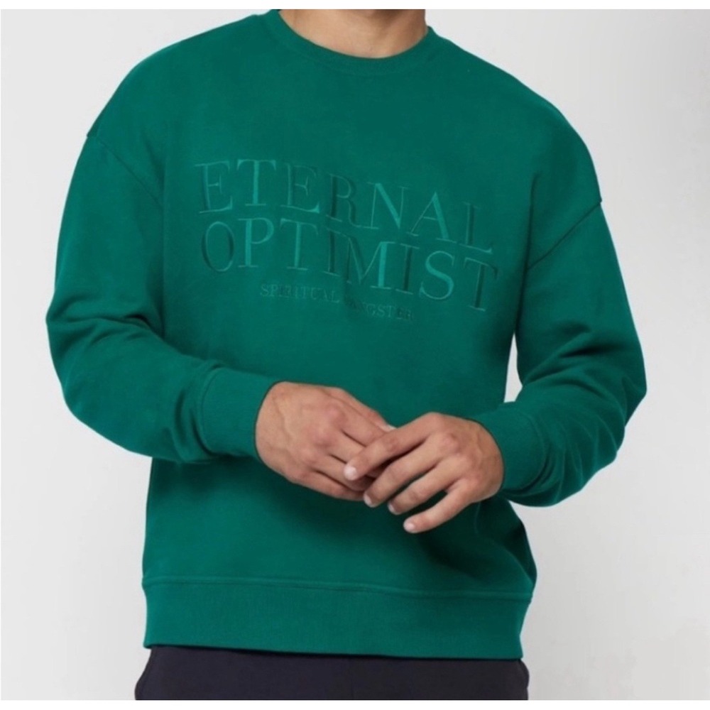 Spiritual Gangster Sweater Pullover Men's Small Eternal Optimist Green Terry